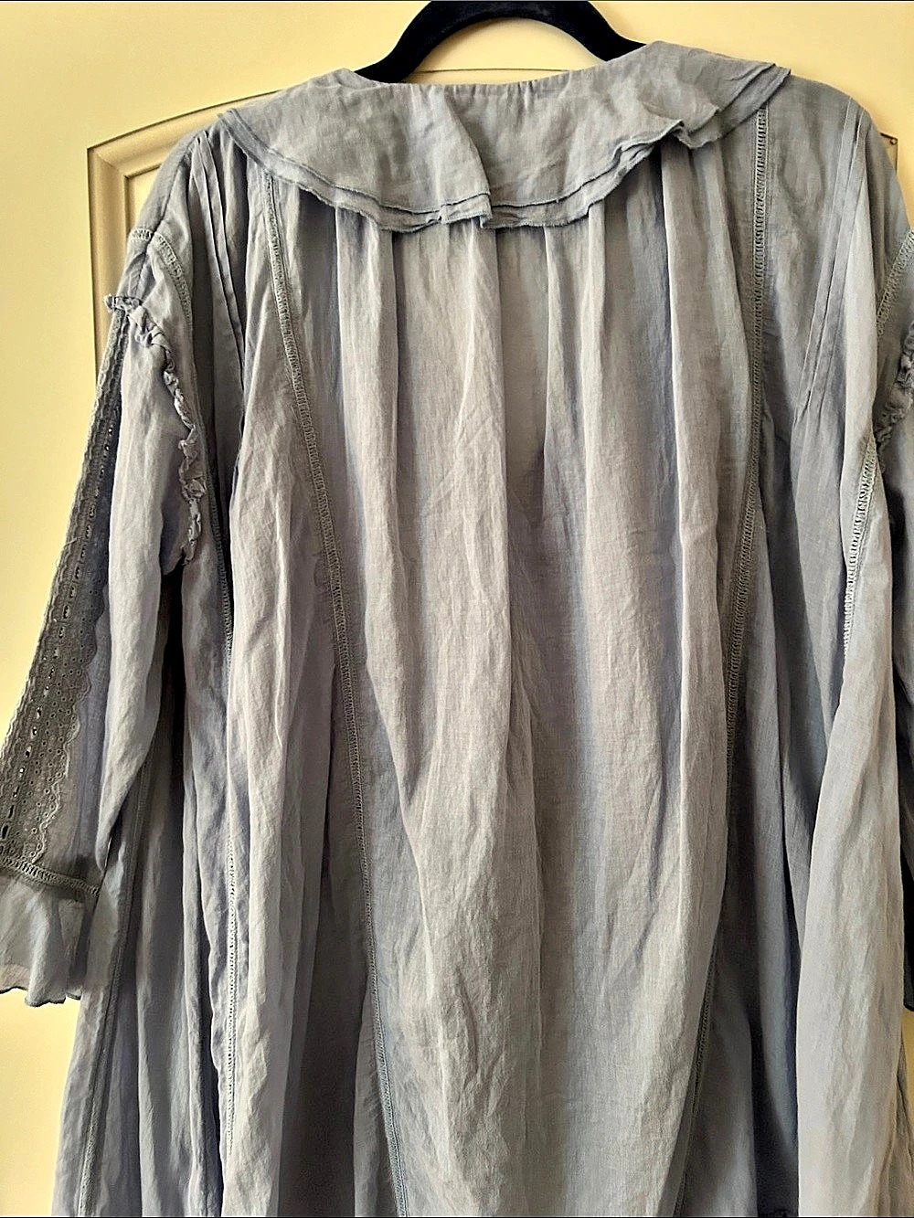 Free People Powder Blue Ruffle Tunic/Cardigan - Picture 3 of 12